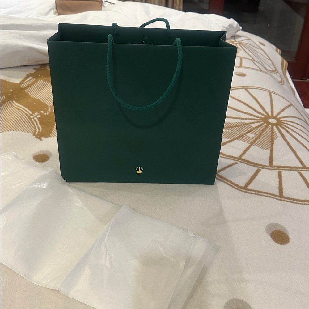 Rolex Dark Green Bag with Gold Logo 12 x11